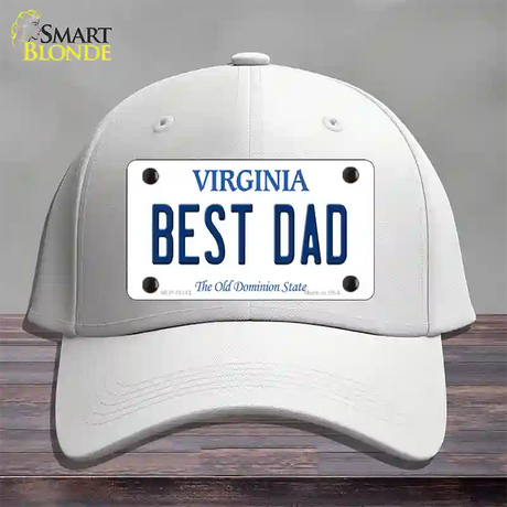 Best Dad Virginia Novelty License Plate Hat Cotton / White