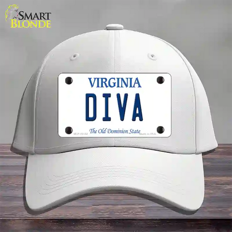 Diva Virginia Novelty License Plate Hat Cotton / White