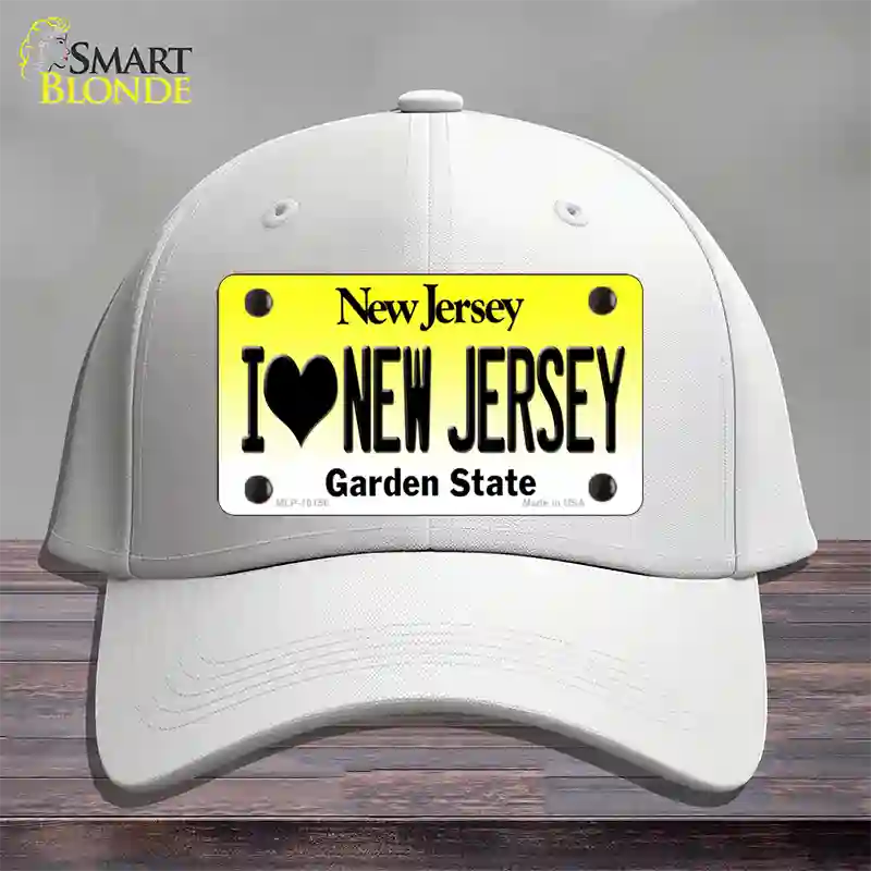 I Love New Jersey Novelty License Plate Hat Cotton / White