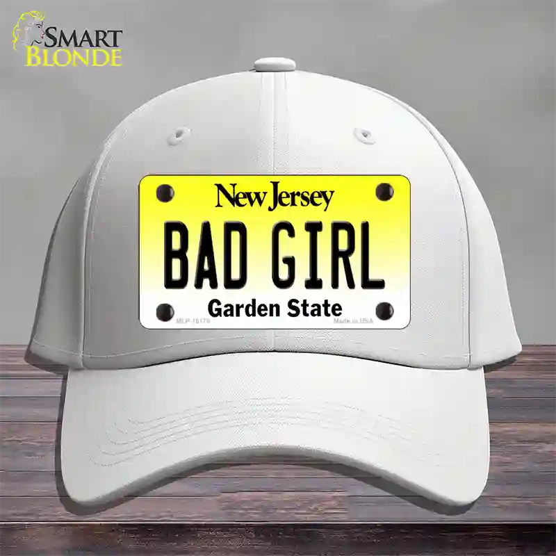 Bad Girl New Jersey Novelty License Plate Hat Cotton / White