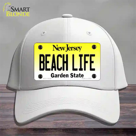 Beach Life New Jersey Novelty License Plate Hat Cotton / White