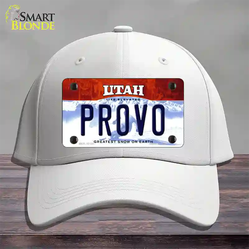 Provo Utah Novelty License Plate Hat Cotton / White