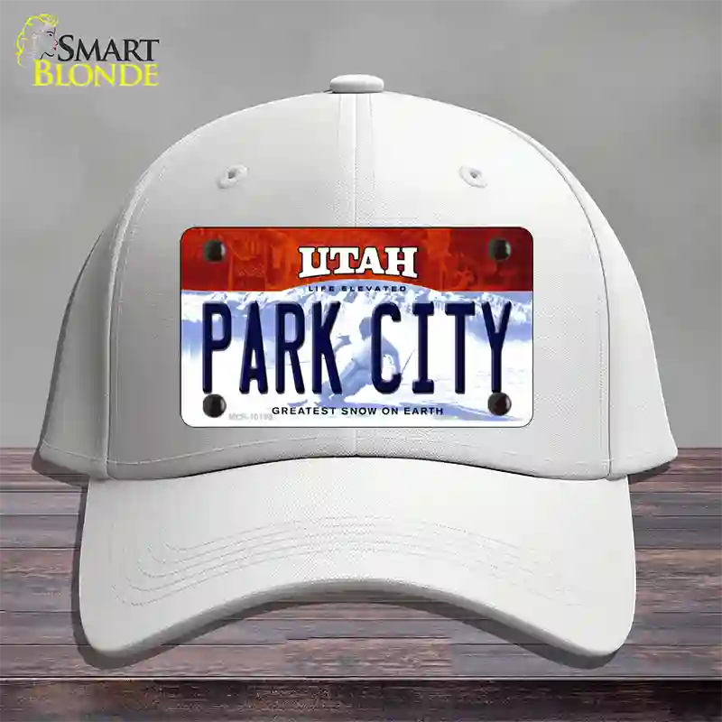 Park City Utah Novelty License Plate Hat Cotton / White