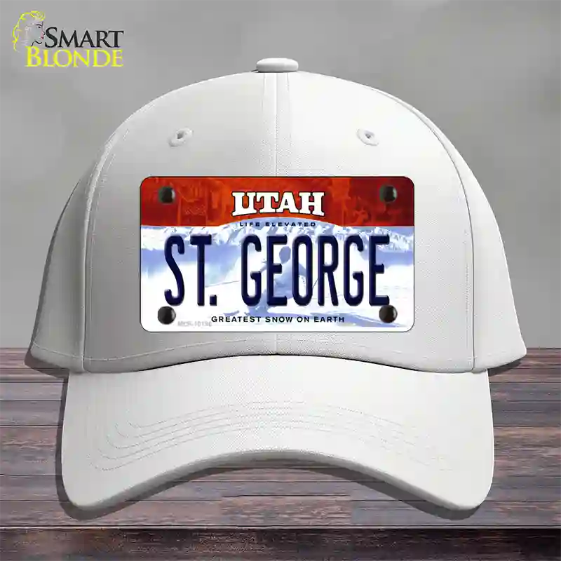 St George Utah Novelty License Plate Hat Cotton / White