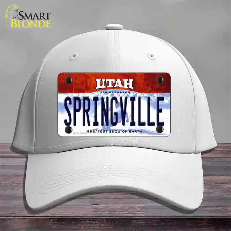 Springville Utah Novelty License Plate Hat Cotton / White