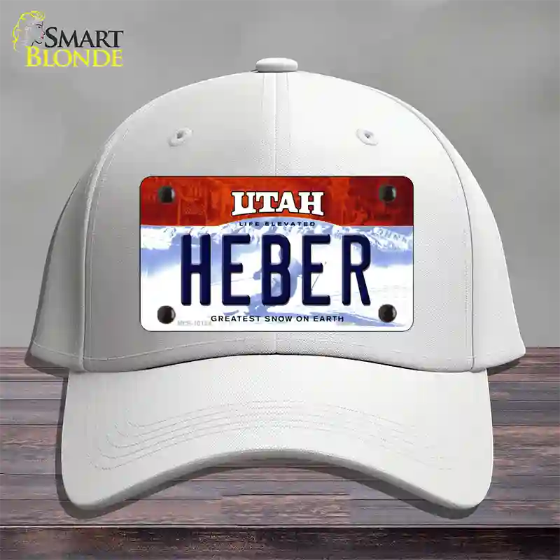 Heber Utah Novelty License Plate Hat Cotton / White