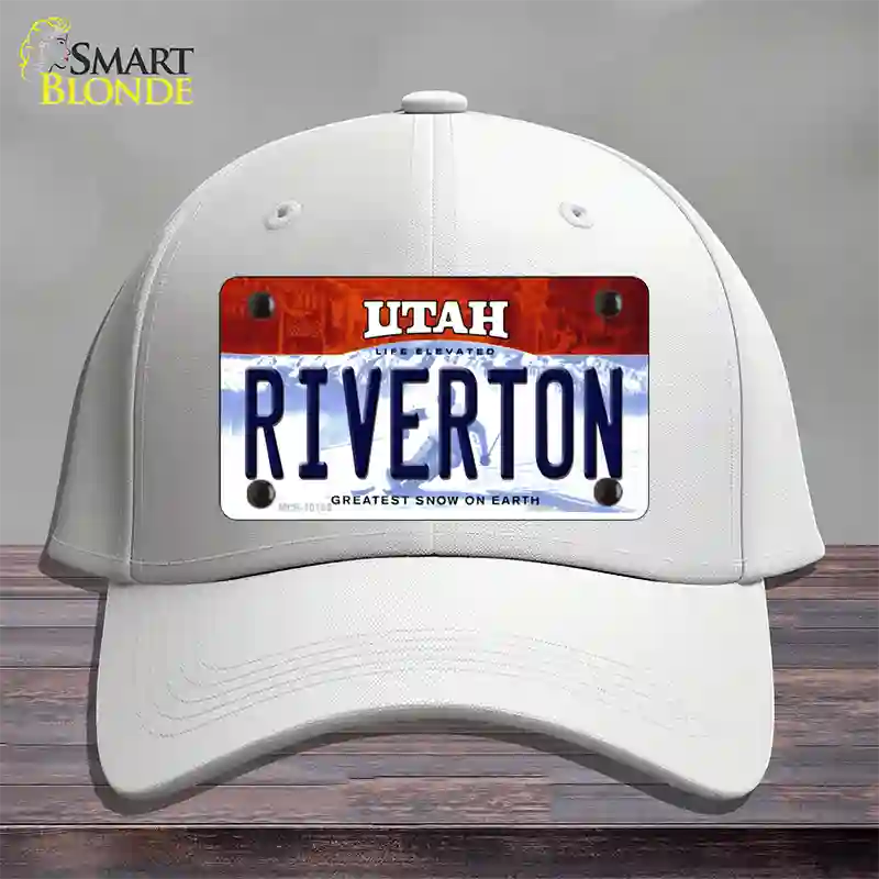 Riverton Utah Novelty License Plate Hat Cotton / White