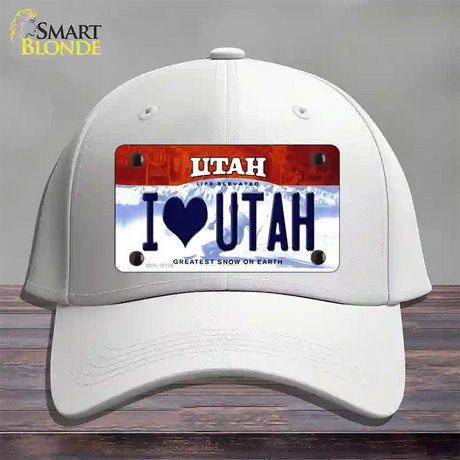 I Love Utah Novelty License Plate Hat Cotton / White