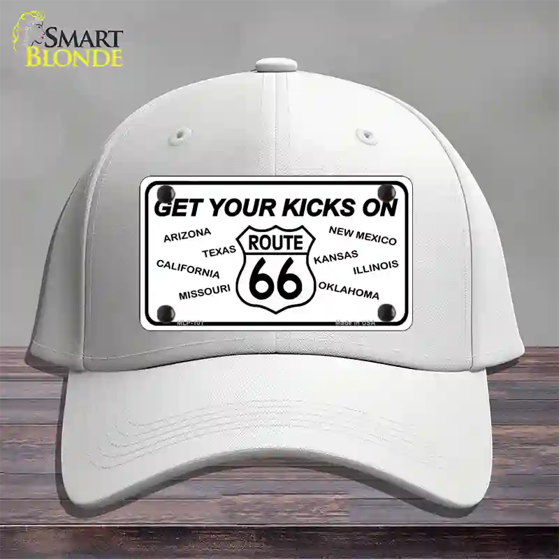 Get Your Kicks On 66 Novelty License Plate Hat Cotton / White