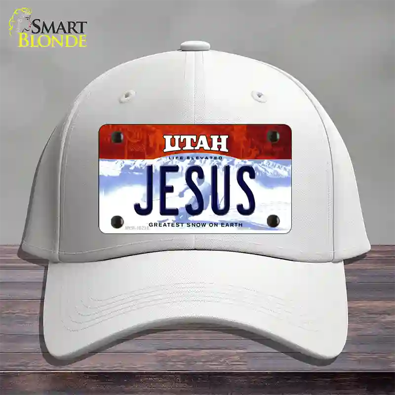 Jesus Utah Novelty License Plate Hat Cotton / White