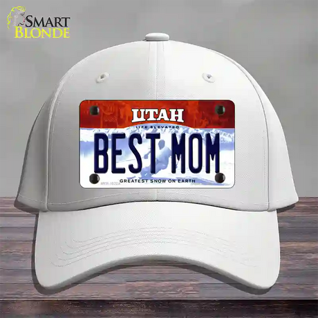 Best Mom Utah Novelty License Plate Hat Cotton / White