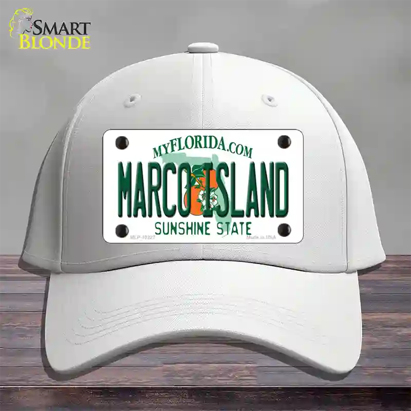 Marco Island Florida Novelty License Plate Hat Cotton / White