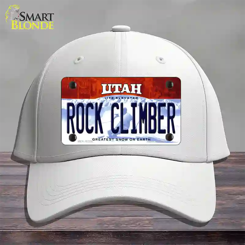 Rock Climber Utah Novelty License Plate Hat Cotton / White