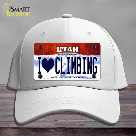 I Love Climbing Utah Novelty License Plate Hat Cotton / White