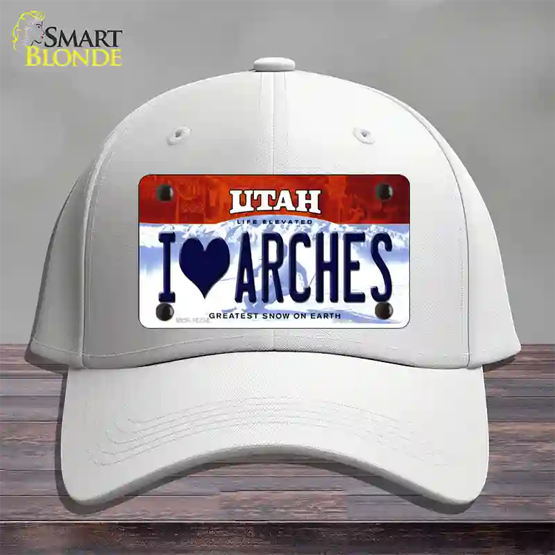 I Love Arches Utah Novelty License Plate Hat Cotton / White