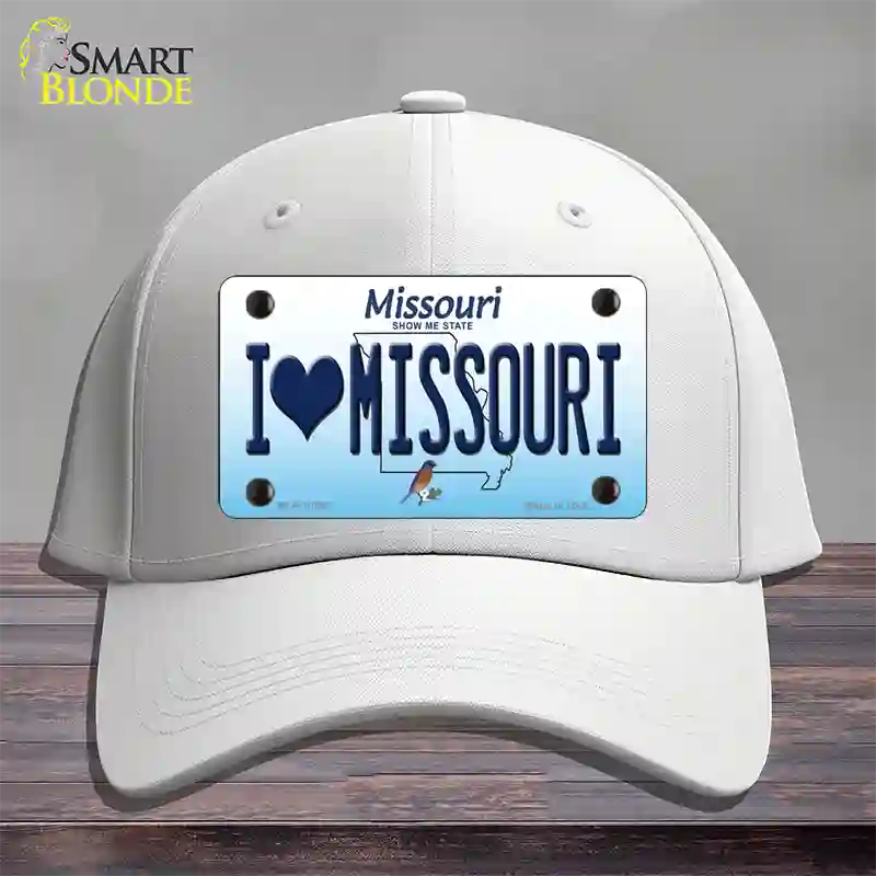 I Love Missouri Novelty License Plate Hat Cotton / White