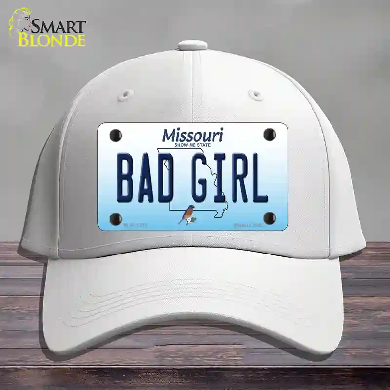 Bad Girl Missouri Novelty License Plate Hat Cotton / White