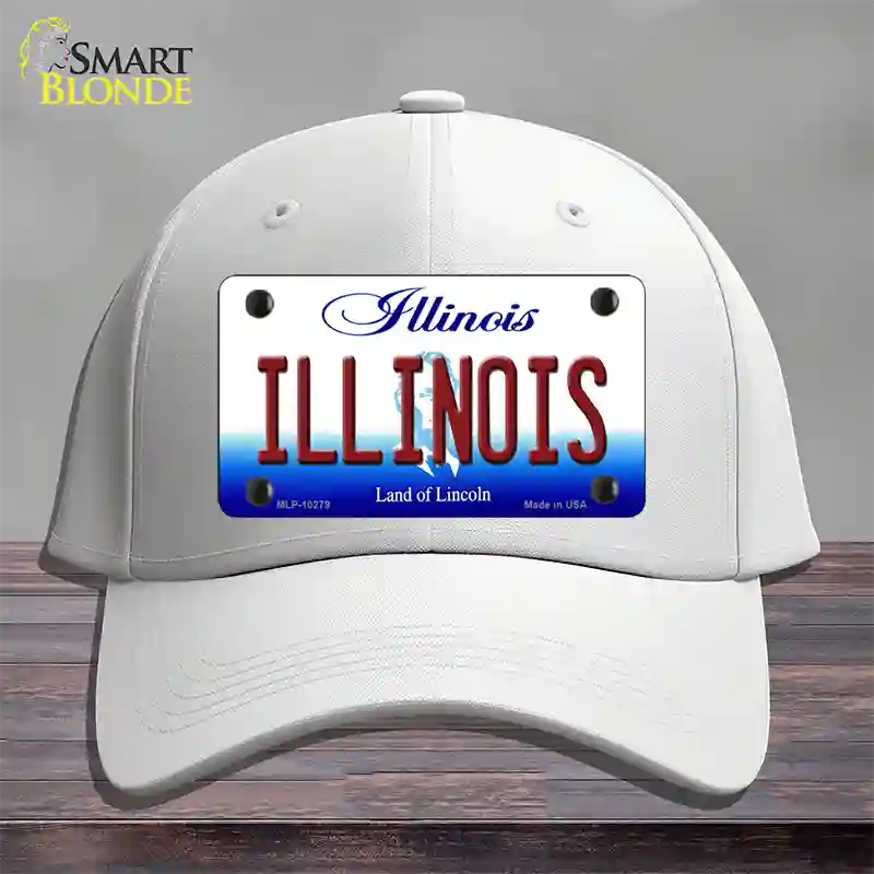 Illinois Land of Lincoln Novelty License Plate Hat Cotton / White