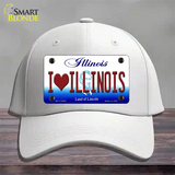 I Love Illinois Novelty License Plate Hat Cotton / White