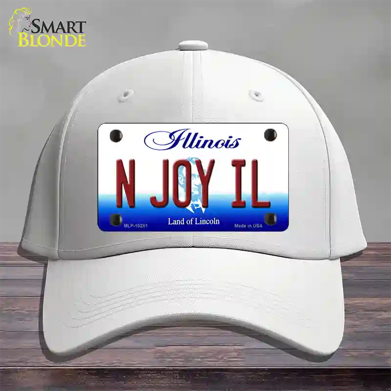 N Joy IL Illinois Novelty License Plate Hat Cotton / White