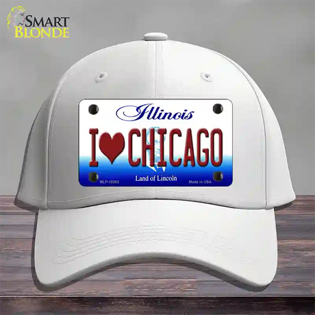 I Love Chicago Illinois Novelty License Plate Hat Cotton / White