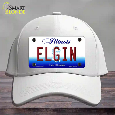 Elgin Illinois Novelty License Plate Hat Cotton / White