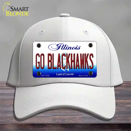 Go Blackhawks Illinois Novelty License Plate Hat Cotton / White