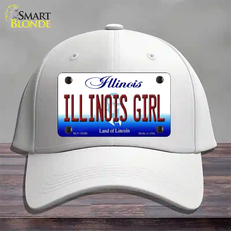 Illinois Girl Illinois Novelty License Plate Hat Cotton / White