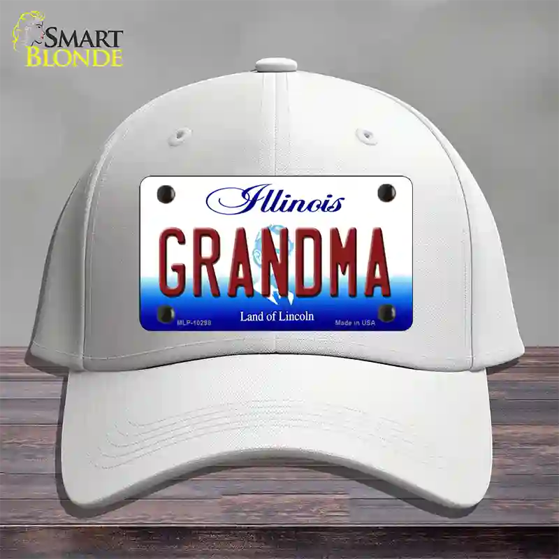 Grandma Illinois Novelty License Plate Hat Cotton / White