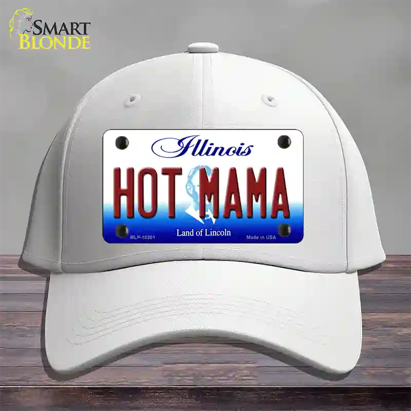 Hot Mama Illinois Novelty License Plate Hat Cotton / White