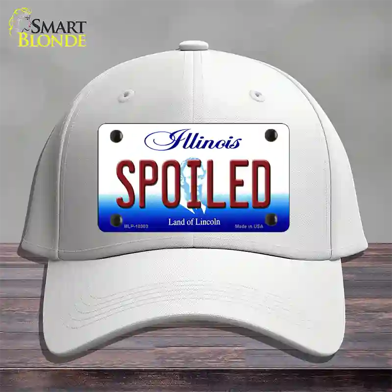 Spoiled Illinois Novelty License Plate Hat Cotton / White