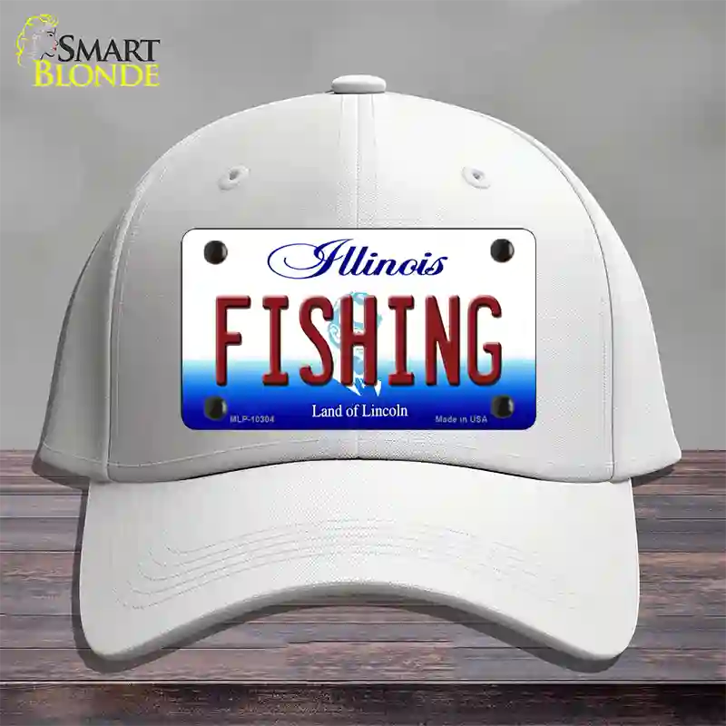 Fishing Illinois Novelty License Plate Hat Cotton / White