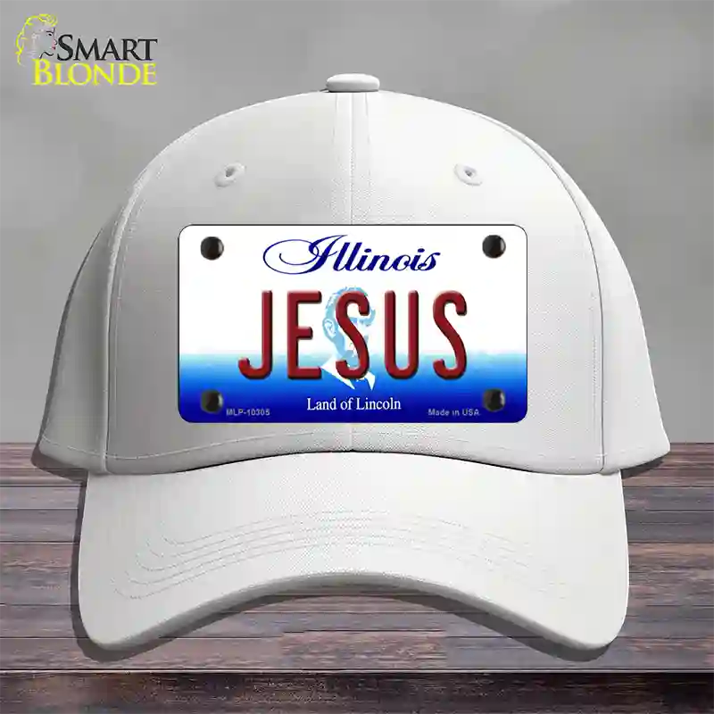 Jesus Illinois Novelty License Plate Hat Cotton / White