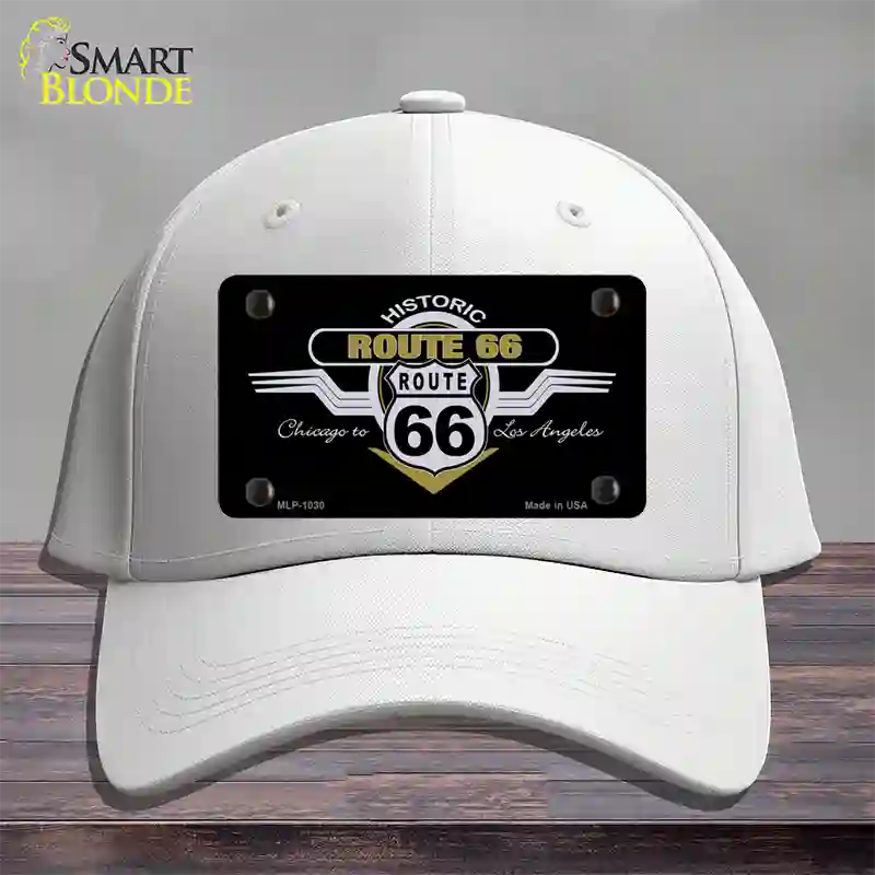 Route 66 Shield Wings Novelty License Plate Hat Cotton / White