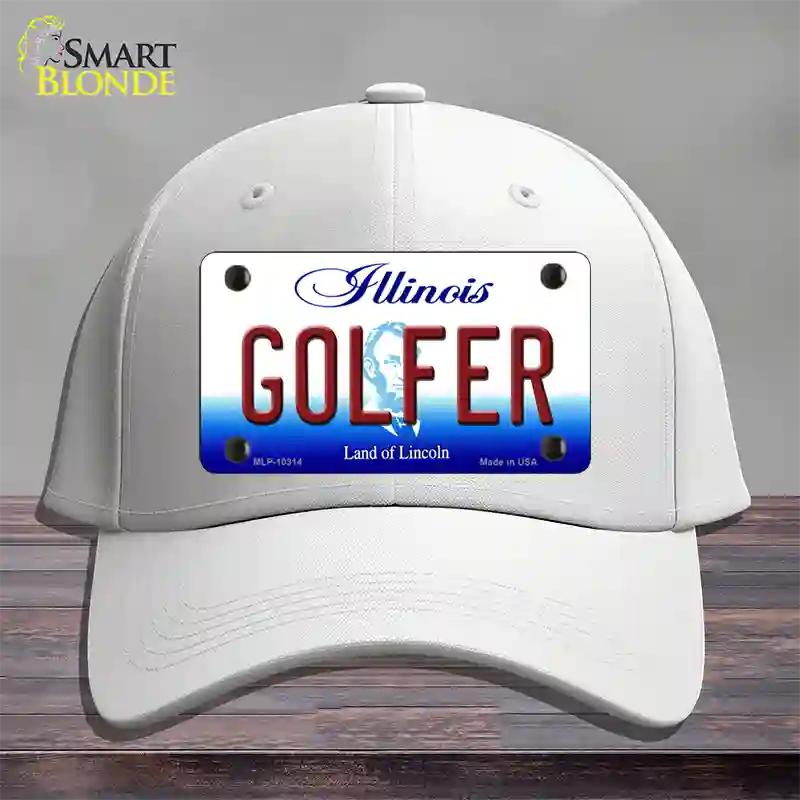 Golfer Illinois Novelty License Plate Hat Cotton / White