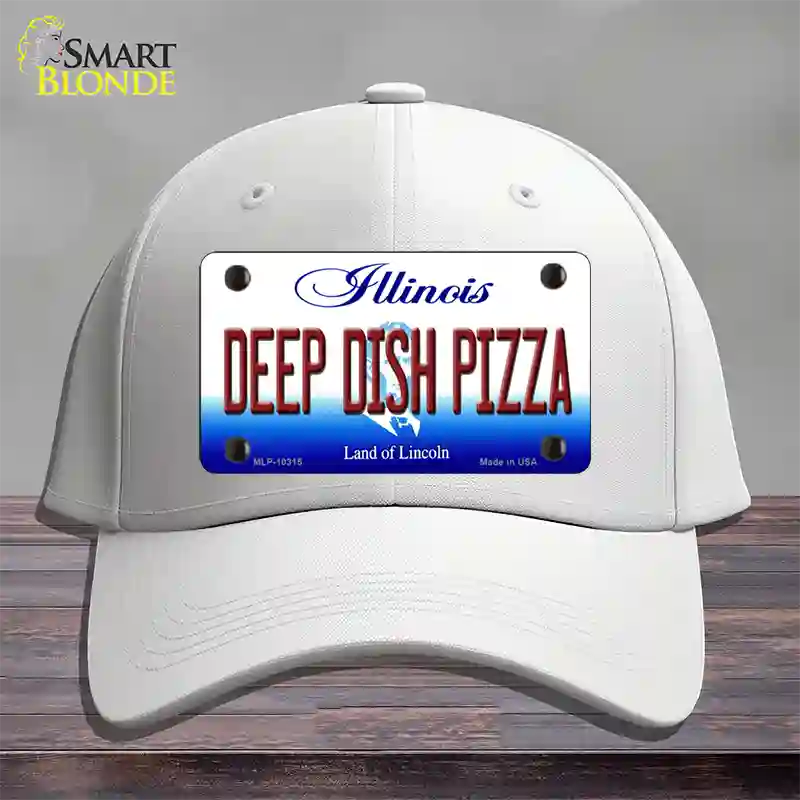 Deep Dish Pizza Illinois Novelty License Plate Hat Cotton / White