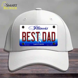 Best Dad Illinois Novelty License Plate Hat Cotton / White