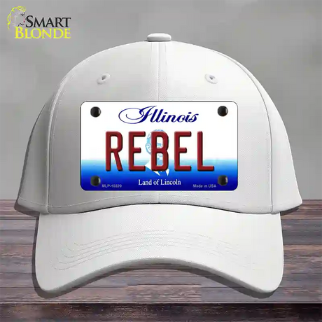 Rebel Illinois Novelty License Plate Hat Cotton / White