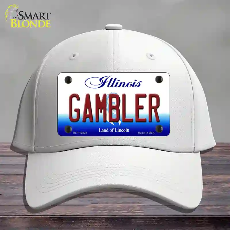 Gambler Illinois Novelty License Plate Hat Cotton / White