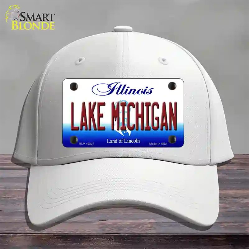 Lake Michigan Illinois Novelty License Plate Hat Cotton / White