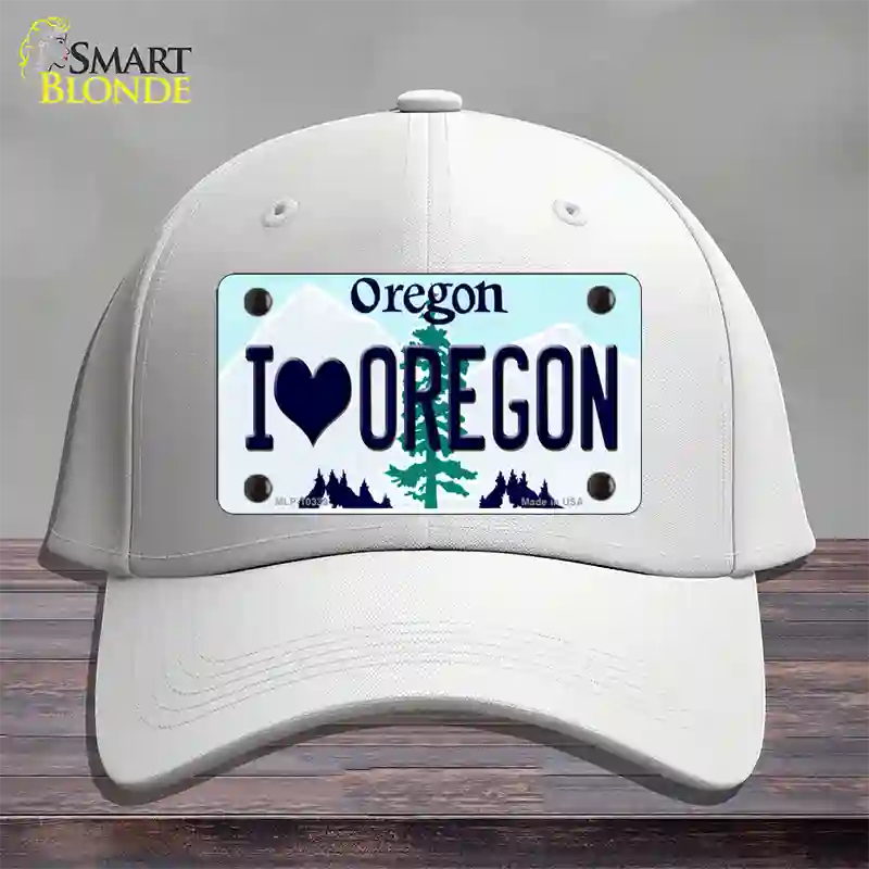 I Love Oregon Novelty License Plate Hat Cotton / White