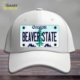 Beaver State Oregon Novelty License Plate Hat Cotton / White