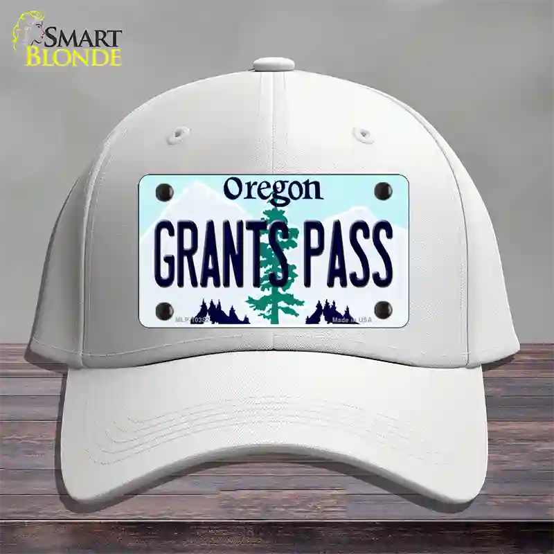 Grants Pass Oregon Novelty License Plate Hat Cotton / White