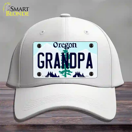 Grandpa Oregon Novelty License Plate Hat Cotton / White