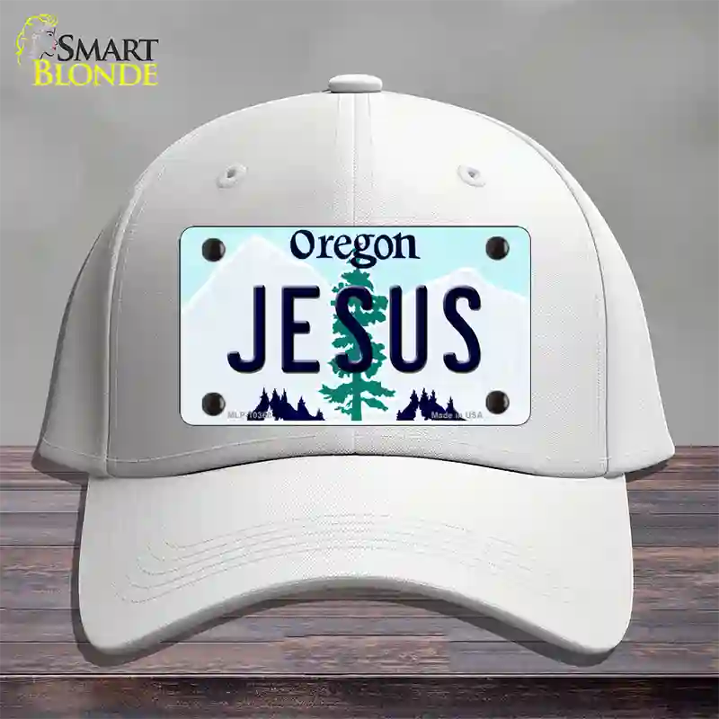 Jesus Oregon Novelty License Plate Hat Cotton / White