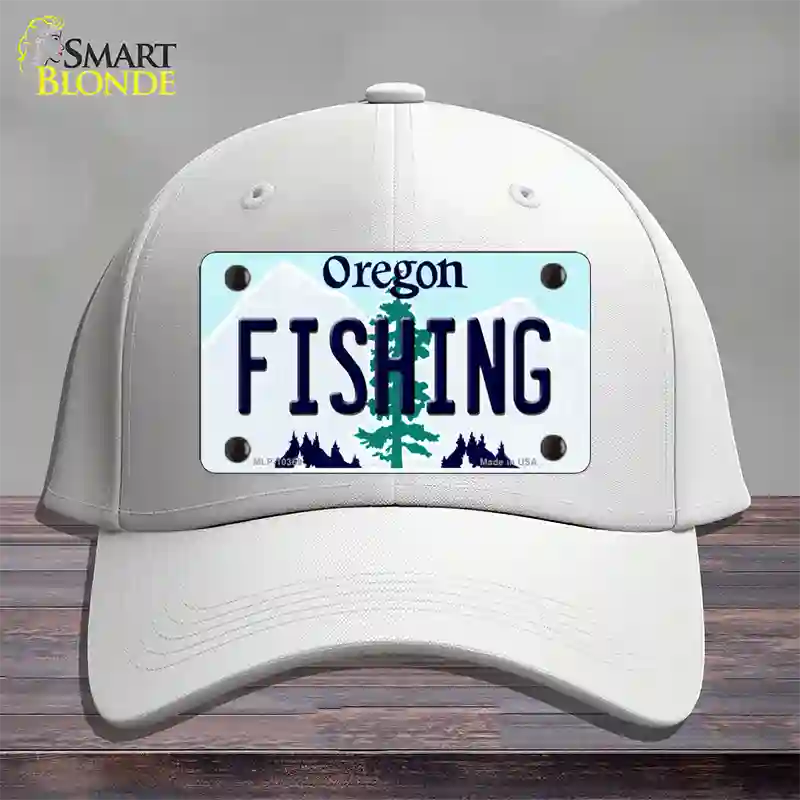 Fishing Oregon Novelty License Plate Hat Cotton / White