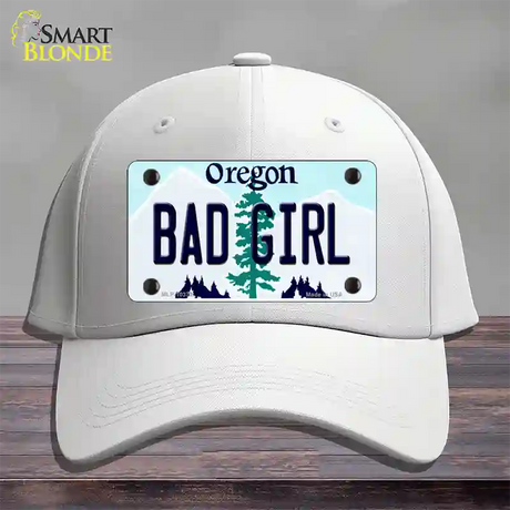 Bad Girl Oregon Novelty License Plate Hat Cotton / White