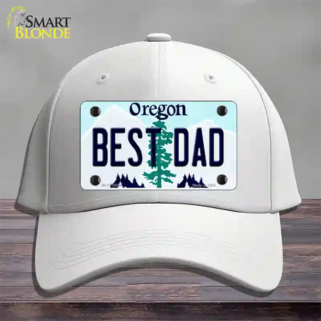 Best Dad Oregon Novelty License Plate Hat Cotton / White