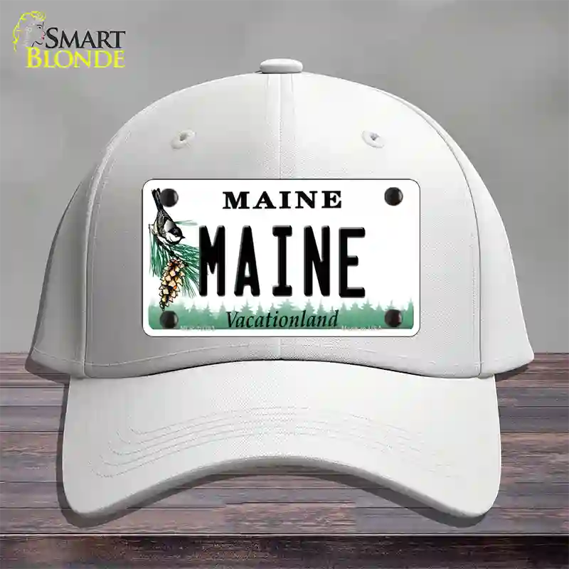 Maine Vacationland Novelty License Plate Hat Cotton / White