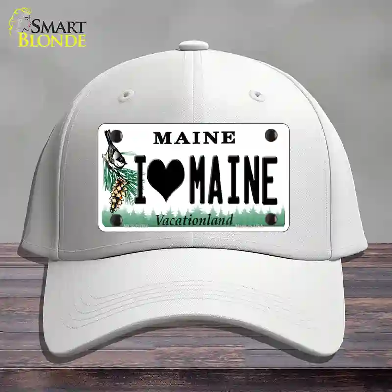 I Love Maine Novelty License Plate Hat Cotton / White